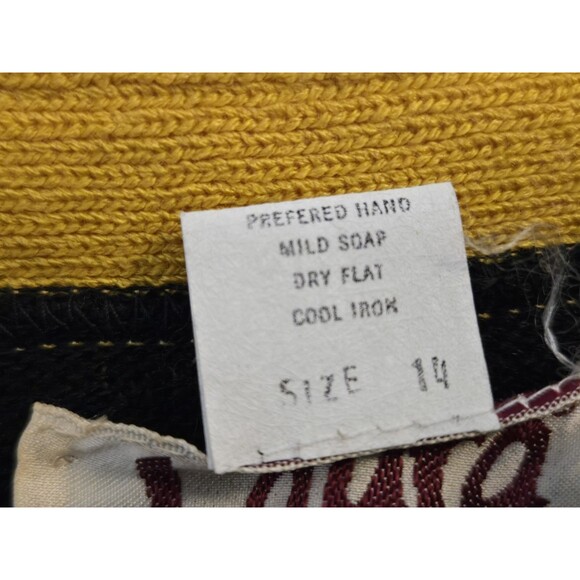 VTG Laura by Alyzia Knit Sweater Womens 14 Cardigan‎ Black Yellow Old Money 80s - Picture 6 of 10